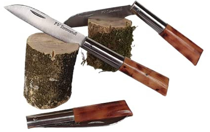 Navaja artesanal TARAMUNDI de punta recta y brezo quemado Caza, Pesca, Camping, Outdoor, Supervivencia y Bushcraft + Portabotellas de regalo