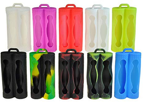 Armerah 18650 eCig Vape Dual Battery Protective Case Cover Sleeve Silicone Rubber 5 Pack Assorted