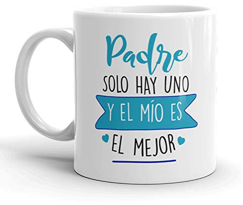 Kembilove Taza regalo día del padre – Tazas Desayuno para Papá con Mensaje Padre solo hay uno y el mío es el mejor – Tazas originales – Regalo para padres – Ideas regalo padre