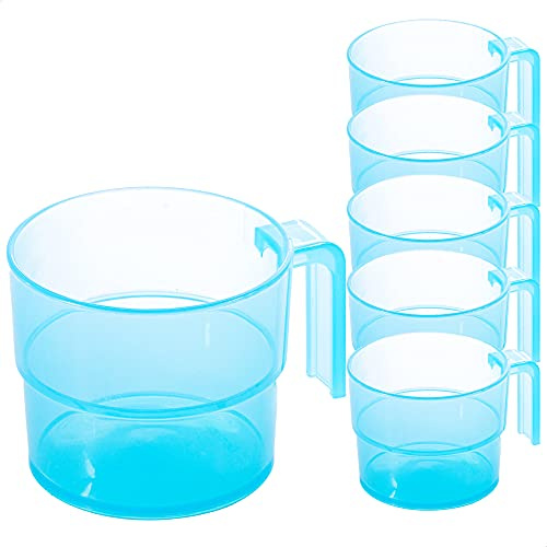 Kerafactum 6 Set Trinkbecher Becher Tasse mit Henkel Kaffeebecher für Camping Kantine | ideal Picknick Bootsausrüstung Zelt Caravaning | Spülmaschinenfest Stapelbar 0,3 Ltr. Coffee Mug color blue
