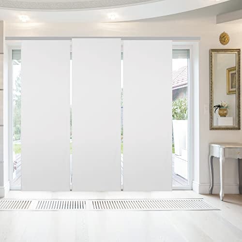 Bestgoodies Tenda a pannello con nastro in velcro, binario di scorrimento e asta di centrifuga, 60 x 245 cm (larghezza x lunghezza), colore grigio chiaro, tenda a pannello opaca con velcro in diversi