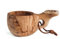 Finnische Kuksa Holztasse aus Maserbirke mit Ren-Horn Applikationen (Wolf-Motiv), Handgefertigte Lappland-Tasse, der nordische Wander & Outdoor-Becher aus Skandinavien mit Wolf-Verzierung