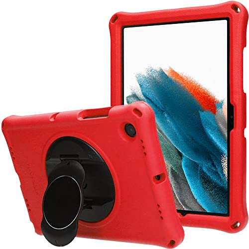 TECHGEAR Bumper+ Case Compatible with Samsung Galaxy Tab A8 10.5 2022 (SM-X200 / SM-X205) Rugged Shockproof Soft Protective Easy Grip Body Case with Stand, Holder, Screen Film, Kids Proof Case [Red]