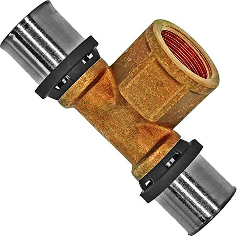 Pressfitting T-Stück mit Innengewinde | Verbundrohr 16 x 2,0 20 x 2,0 26 x 3,0 32 x 3,0 mm | 1/2 bis 1 1/4 Zoll IG | TH + U Profil | Wunschgröße auswählen >>> 20 x 2,0 mm auf 1/2 Zoll