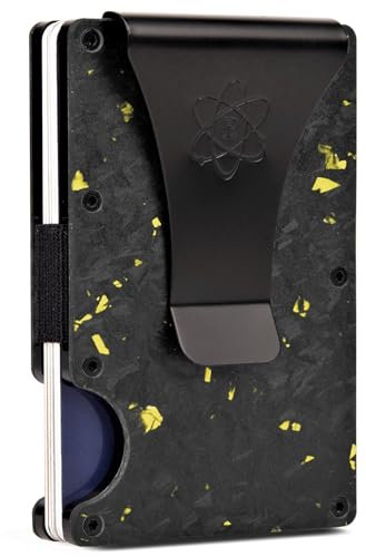 ROSSM Geldbörse Herren mit RFID-Schutz - Kartenetui aus Kohlefaser und Metall mit Geldklammer und Gummiband - Slim Wallet