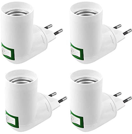 OMIGA 4 Piezas Portabombillas Casquillos Para Bombillas E27 AC 220V Portalampara con Interruptor para LED E2 Lámpara de Calor Lámpara Incandescente Blanco