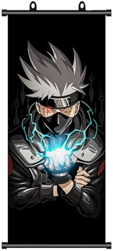 ZPPLD Naruto Poster,Naruto Rollbild,Anime Poster Großes,Hatake Kakashi Poster,Anime Figur Videospiel Scroll,Stoff Poster für Wanddekoration, 70 * 30cm Manga Poster