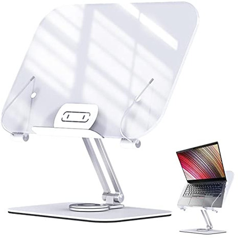 Rosixehird Lesepult, Buchhalter zum Lesen im Bett, Drehbare Buchstütze mit 360 ° Drehteller aus Aluminiumlegierung, tragbar, solide für Lehrbücher, Bücher, Tablets, Rezepte