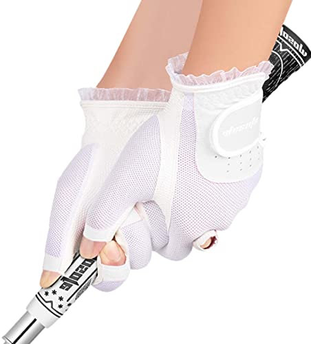 Abonda Golf-Handschuhe, fingerlos, mit magischem Riemenverschluss, weiche Sporthandschuhe, Damen und Mädchen, rutschfeste Handschuhe (1 Paar)