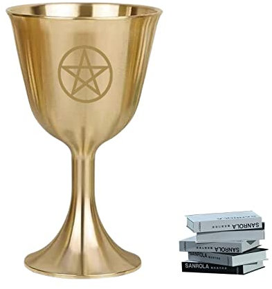 Eayoly Calice Pentagramme, Gobelet Calice, Calice Divination, Coupe Calice Triple Lune, Gobelet à vin en Laiton pour rituels d'autels