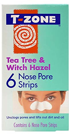 T-Zone Tea Tree & Witch Hazel Nose Pore Strips (6 Pack) - Lift out Dirt & Oil. Help Remove Impurities & Unclog Pores. Keep Skin Clear & Tighten Pores.