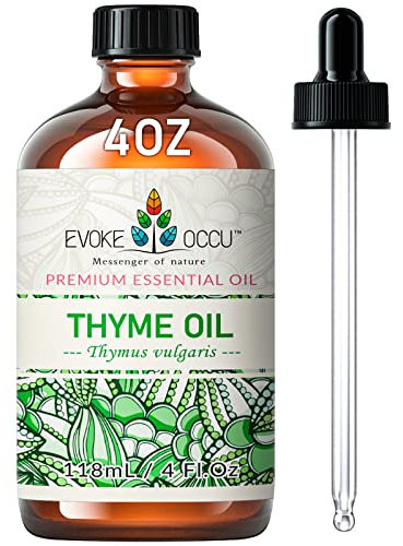 EVOKE OCCU Thyme Essential Oil 118ml, Pure & Natural Thyme Oil for Aromatherapy Diffuser,Fragrance DIY,Skin Care - 4 FL Oz