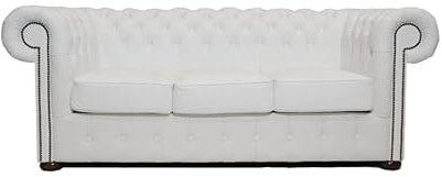 Chesterfield Sofa Class - The Chesterfield Brand | 3 Sitzer Sofa | 100% Leder, handgefertigt, Original Chesterfield | Breite 200 cm | Weiß