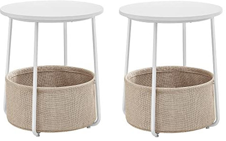 VASAGLE Beistelltisch rund, pastellrosa-wolkenweiß LCT645W10