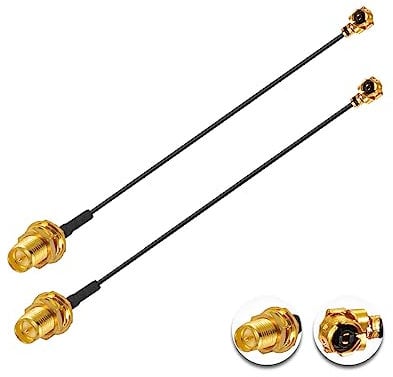 Vecys 2PCS U.F.L1 zu RP-SMA Buchse Low Loss Koaxialkabel 8 /20CM U.F.L1 1.13mm Mini-Koaxial Pigtail Kabel für Wireless Router Mini PCIE Netzwerkkarten PCI Wi-Fi WAN Repeater