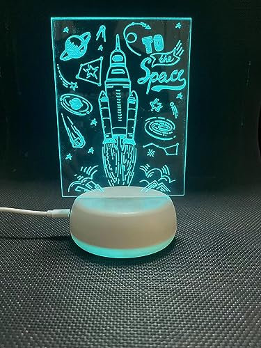 Xdorra Rakete 3D-Lampe, Geburtstagsgeschenk Illusion Lampe von Tochter oder Sohn, 3D-Aussichten mit 7 Farben Schreibtisch Nacht Dekoration, Rakete Büro Schlafzimmer Dekoration…