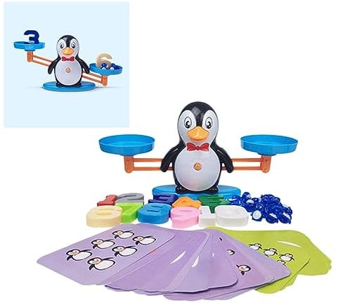 STOBOK Junge Mädchen Lernspielzeug Digitaler Holz-waagen-spielzeug Für Frühe Bildung Fördert Balance Und Farbverstehen Geeignet Für Junge Mädchen Ab Monaten Pinguin-muster