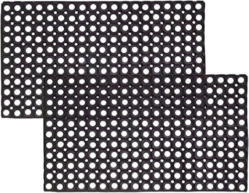 4All Rubber Door Mat 40x60cm – Heavy Duty Door Mats Outdoor with Drainage Holes and Wrought Iron Look – Anti-Slip Outdoor Mat for Entry, Garden, Porch, Backdoor or Caravan Use (100x50cm Pack of 2)