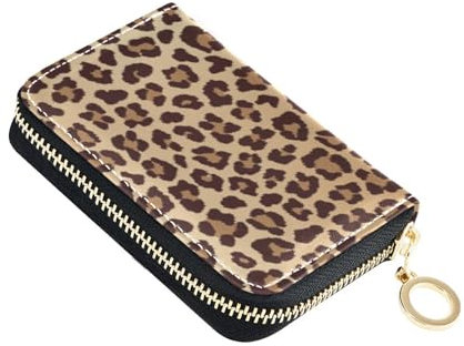 NCRJCZQL Portefeuille accordéon en cuir avec fermeture éclair RFID pour femmes et filles, imprimé léopard, Impression artistique