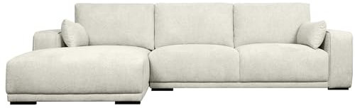 Furnhouse California L-Form Ecksofa Links Beige Braun – Hochwertiger Stoffbezug, Skandinavisches Design, Taschenfederkern, Bequeme Polsterung, Modernes Wohnzimmersofa mit Ottomane