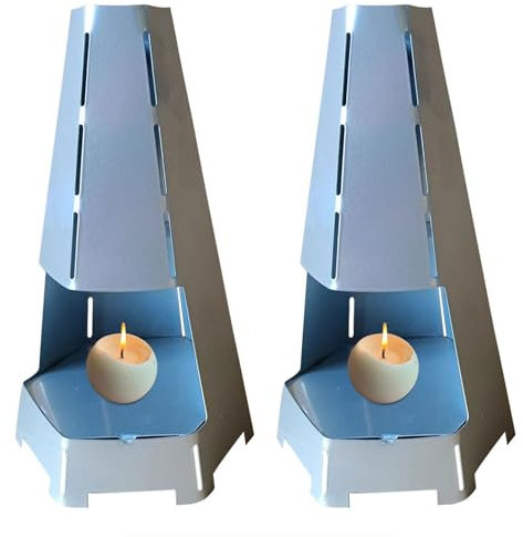 Pomurom 2 Teelichtofen aus Metall, Teelichtofen Teelichthalter für bis zu 3, Teelichtheizer, Kerzenofen Kerzenheizung für den Innenbereich Garten Terrasse Schlafzimmer Kamin Camping (ohne Kerze)