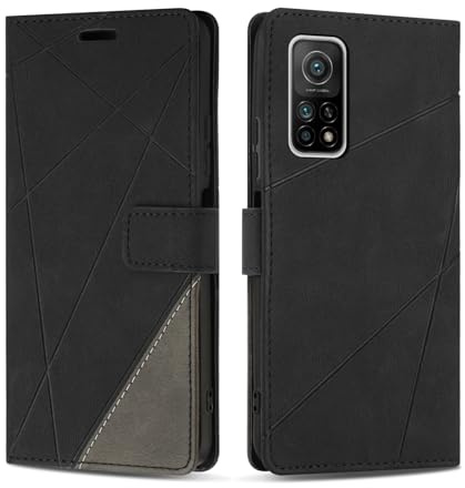 SONWO Handyhülle für Xiaomi MI 10T Pro 5G / Xiaomi MI 10T 5G Hülle, Premium PU Leder Handyhülle Wallet Silikon Schutzhülle Klapphülle für Xiaomi MI 10T Pro 5G / Xiaomi MI 10T 5G, Schwarz