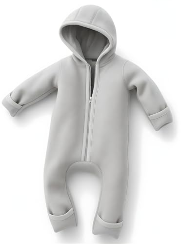 ALAVYA HOME® WALKOVERALL, Baby Wollwalk-Overalls aus Natur 100% Bio-Schurwolle Wollfleece mit Reißverschluss, Walk Woll-Anzug für Kleinkind und Baby - Pastel Grau 86/92