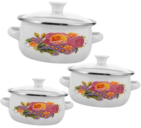 Cabilock Set di Pentole da Cucina in Smalto Coperchi Impilabili per Zuppa Pasta Riscaldamento