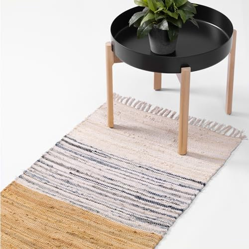 JEMIDI Alfombras de Habitacion 60 x 90 cm - Alfombra Boho con Flecos para Cocina Pasillo Dormitorio Salon - Alfombra Lavable Lavadora - Alfombra Pequeña 60x90 cm - Beige y Marrón