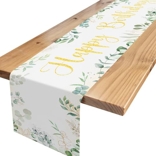 Tischläufer Geburtstag Eukalyptus Saisonnal Sommer Küche Tisch Dekoration Eukalyptus Greenery Tischdeko für Party Dekorationen Geburtstagsparty Tischdekoration 180 x 35cm