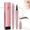 Magic Eyebrow Upgrade Microblading Pen 3D Waterproof Contouring Pen, 4-Tip Eyebrow Pencil for Natural Eyeliner Makeup (A# Dark Brown)