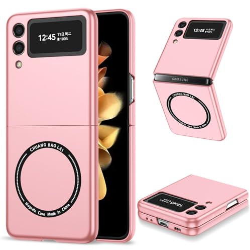 ZHOZEXIN Custodia magnetica compatibile con Samsung Galaxy Z Flip 3, ricarica senza fili, sottile custodia protettiva antiurto per Samsung Galaxy Z Flip3 (rosa)