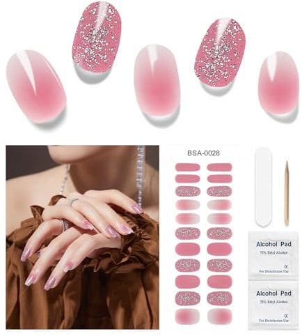 DUKASOU Semi-Cured Gel Nail Strips, 22 Pieces Real Nail Polish Stickers, Gel Nail Stickers, Decals, Long-Lasting Nail Polish Strips for Women and Girls(Whitewash)