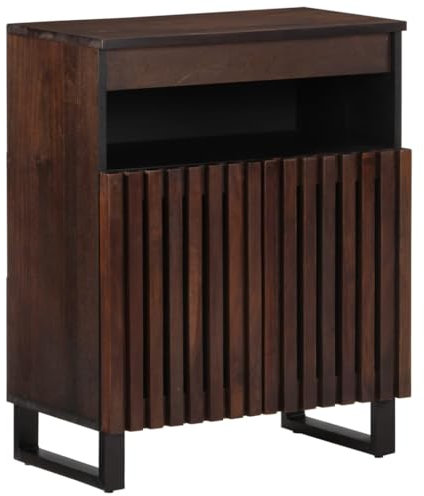 Homgoday Sideboard Kommode Mehrzweckschrank Anrichte Aufbewahrungsschrank mit 2 Fächer mit Tür Schrank für Wohnzimmer Flur Schlafzimmer Braun 60x34x75 cm Massivholz Mango
