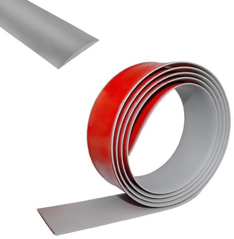 Profilé de Transition Autocollant, 1,5m x 4cm Bandes de Revêtement de Sol, Revêtements de Sol, Baguettes de Seuil pour Joints de Sol, pour Planchers en Bois et Carrelages Dans les Pièces, Gris