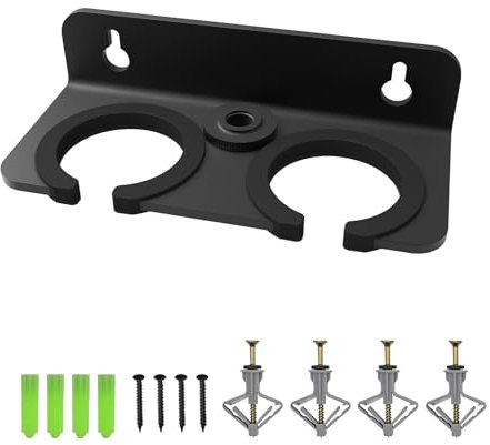 Multi Microphone Holder for Handheld Dynamic, Wired and Wireless Mics Storage Hanger, Double Microphone Stand,Rubber Padding/Wall Mounted or Mounted to 5/8-27 or 3/8-16 threaded Stands Attachment