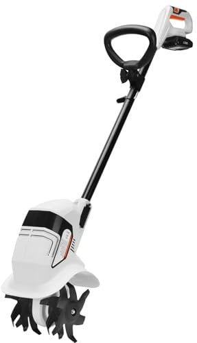 20V Cordless Tiller LIGO - Efficient Cordless Rotavator with 2 Batteries for Long-Time Work, Adaptable to All Soil Conditions, 19cm Working Width & 15cm Depth for Small Garden
