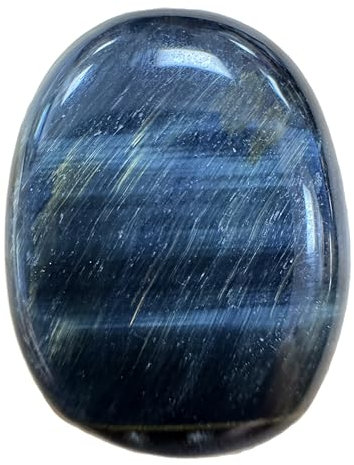 Galet Plat en Oeil de Faucon Qualité AAA de 2 à 3 CM, Pierre Naturelle Oeil de Tigre Bleu Qualité Extra