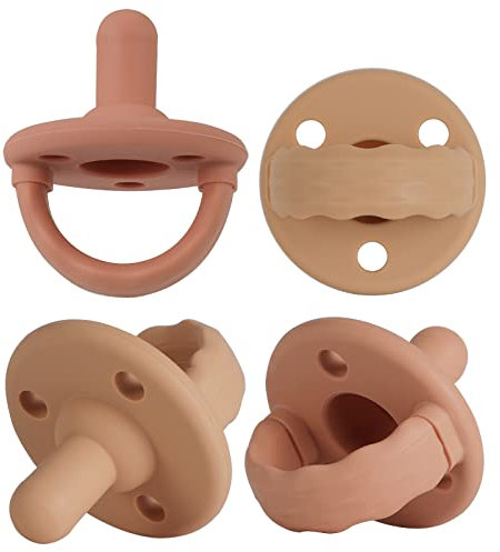 Schnuller 4er-Pack, Baby Soft Silicone Schnuller Für Babys von 0+ Monaten (Muted x2 + Apricot x2)