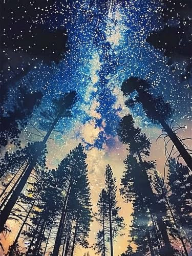 5D Diamond Painting Groß XXL Sternenklarer Himmel 100x135cm, DIY Diamant Painting Bilder Zeder Diamond Painting Erwachsene, Basteln Erwachsene Groß, Wand Deko Wohnzimmer, Geschenke für Frauen Z-292
