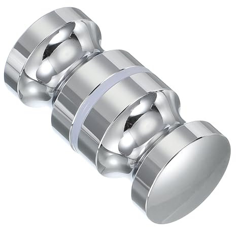PATIKIL Glass Shower Door Handle, Aluminum Alloy Back-to-Back Shower Door Knob Bathroom Sliding Shower Screen Round Pull Knobs Hardware for Replacement Groove Glass Door, Silver