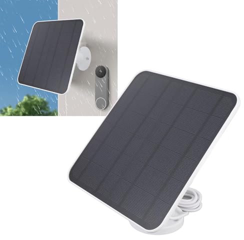 Solarpanel Ladegerät, 12W Solarpanel, mit USB C Anschluss, 9,8 Fuß Langes Kabel, 360 Grad Einstellbare Halterung für Vogelfutter Kamera Türklingel -Überwachungskamera