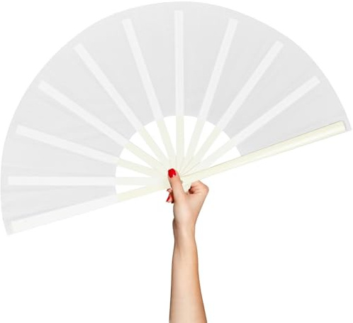 BAICFQUK Rave Fan Large Folding Fan-Hand Fan Clacking Fans for Line Dancing, Popping Fans foldable for Boots On The Ground Dance,Party,Outdoor,Decoration (white)