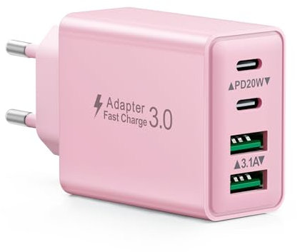 USB C Ladegerät, 40W-4 Ports USBC Stecker Schnellladegerät Netzteil für iPhone 16 15 14 13 12 11 Pro Max Plus, Samsung Galaxy Handys, Mehrfach Ladestecker mit PD+QC Power Adapter Stecker
