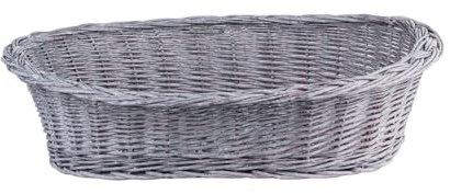 e-wicker24 Alles aus Weide Hundekorb aus Weide für Hund und Katze Hundebett Katzenbett mit Kissen Tierkorb geflochten Katzenkorb (Grau, 70x54 H22)