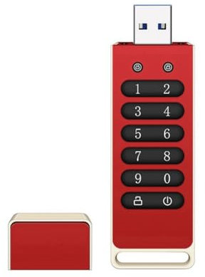 Tixqeaif 1 Stück Sicherer USB-Laufwerk-Hardware-Passwort-Memory-Stick mit Tastatur, USB 3.1, Festplatten-Flash, 128 GB