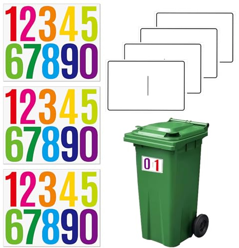 Tivleed Bin Numbers for Wheelie Bins,Wheelie Bin Numbers 0-9, Wheelie Bin Stickers,Easy Application Weatherproof PVC Garbage Can Stickers