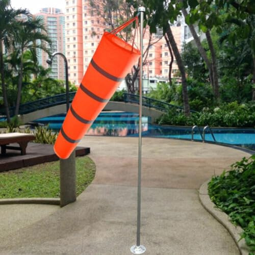 Zilimontt 150 cm roter Flughafen-Windsack mit reflektierendem Streifen zur Windmessung, aus langlebigem Ripstop-Polyestergewebe für Garten und Wetterstation