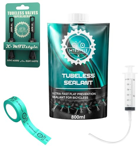 XMTBSTYLE Líquido antipinchazos Bicicleta 800ml | Liquido tubeless MTB | repara pinchazos para Bici 29 27,5 26’ | Sellador de Neumáticos para Reparación Rueda | Sella hasta 6mm