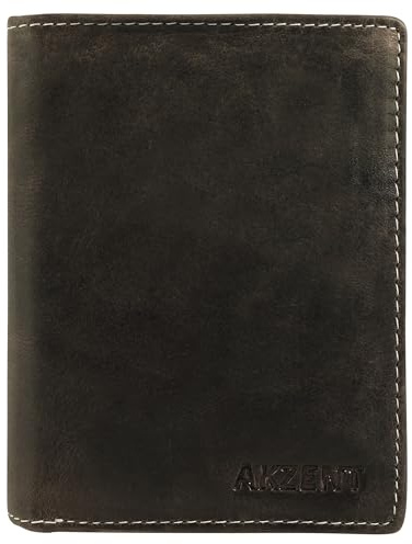 Akzent Geldbörse für Herren aus Leder in Schwarz, Geldbeutel mit Druckknopf in 12,3 x 9,5 x 2 cm